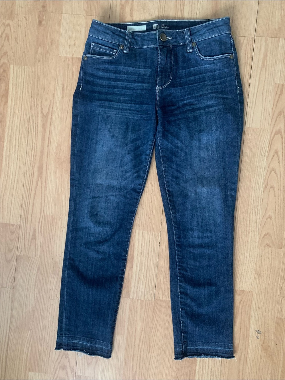Kut from the Kloth Reese Ankle Straight Leg Jeans Womens 2 Blue Dark Wash Denim